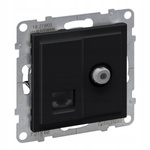 LEGRAND Suno CZARNE Gniazdo antenowe TV + komputerowe RJ45 UTP KAT.6 721462