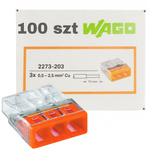 Szybkozłączka Wago na drut 2273-203 0,5-2,5 mm² / 3 100szt