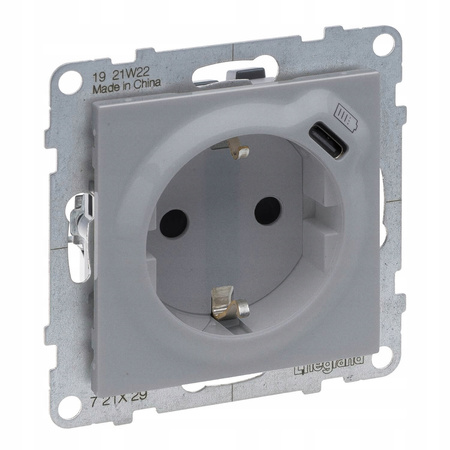 LEGRAND Suno ALUMINIUM Gniazdo zasilające + USB-C 721329