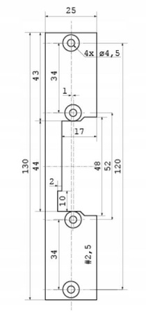 Płaskownik Elektrozamka HARTTE OK-P2 krótki