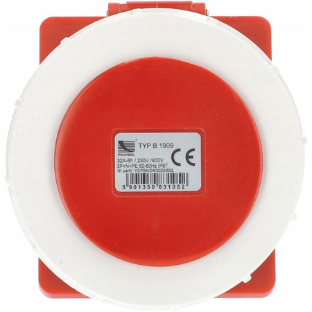 Gniazdo siłowe tablicowe 16A 5P 400V IP67 Pawbol B.1909 hermetyczne