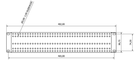 ADD-RACK2U1 Adapter montażowy RACK 19" 2U z otworowaniem prosty