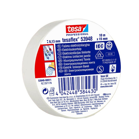 Taśma izolacyjna TESA 10m x 15mm BIAŁA 53988-00065-00