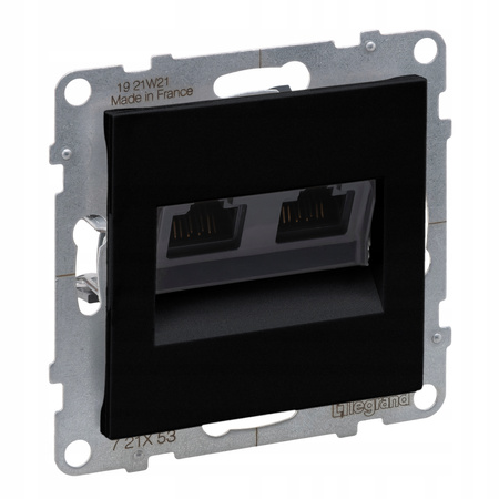 LEGRAND Suno CZARNE Gniazdo komputerowe UTP 6 2xRJ45 KAT.6 721453