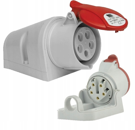 Gniazdo siłowe stałe 16A 5P 400V IP44 Pawbol B.1036