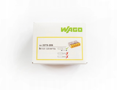 Szybkozłączka Wago 2273-205 drut 5x2,5mm 100szt