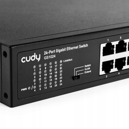 SWITCH 24-port CUDY GS1024 1Gbps 10/100/1000 metalowy do szafy RACK