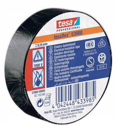 Taśma izolacyjna TESA 33m x 19mm CZARNA 04173-00002-02