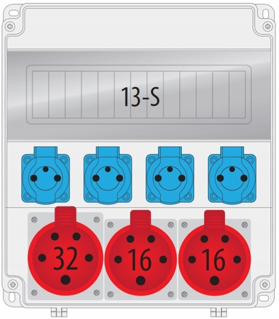 Rozdzielnica Pawbol B.18.320-4 R-BOX 1x32A/5P 2x16A/5P 4x16A/250V 13mod