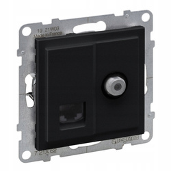 LEGRAND Suno CZARNE Gniazdo antenowe TV + komputerowe RJ45 UTP KAT.6 721462