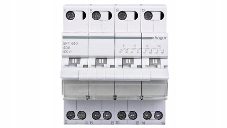Przełącznikmodułowy wyboru zasilania agregat-sieć 4P 40A SFT440 Hager