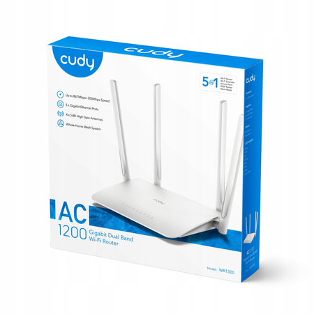 Router Wi-Fi 5, 2,4GHz/5GHz, Gigabit Mesh CUDY WR1300S 2.0