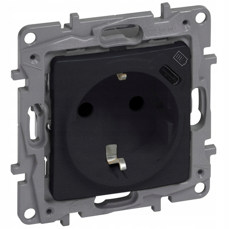 LEGRAND Niloe CZARNE Gniazdo zasilające + USB-C 864527