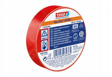 Taśma izolacyjna TESA 20m x 19mm CZERWONA 53988-00021-00