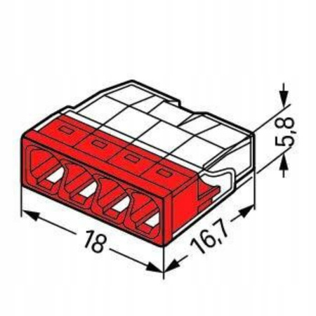 SZYBKOZŁĄCZKA WAGO NA DRUT 4x0,5-2,5mm² 100szt