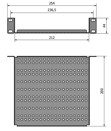 ADD-RACK10-1PU1 Półka do szafy RACK 10" 1U 200mm z otworowaniem