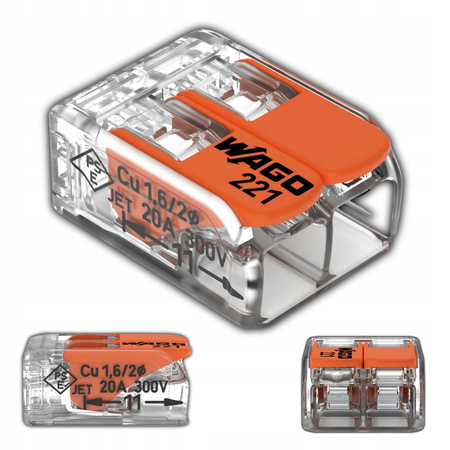 Szybkozłączka uniwersalna 2x0,2-4mm2 WAGO 221-412