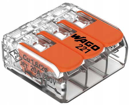 WAGO SZYBKOZŁĄCZKA DRUT/LINKA 3x4mm 221-413 50szt