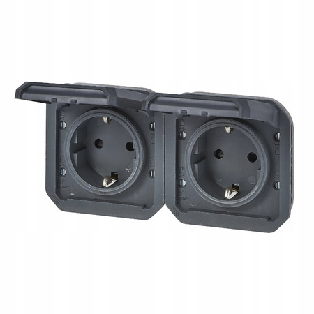 Gniazdo schuko 2x2P+Z poziome mechanizm antracyt 069879L
