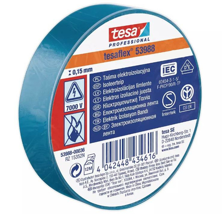 Taśma izolacyjna TESA 33m x 19mm NIEBIESKA 53988-00033-00
