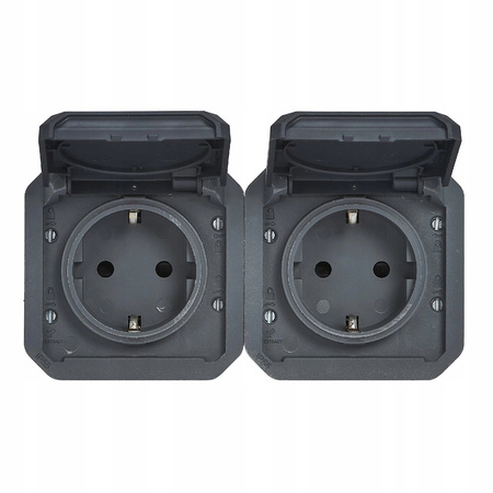 Gniazdo schuko 2x2P+Z poziome mechanizm antracyt 069879L