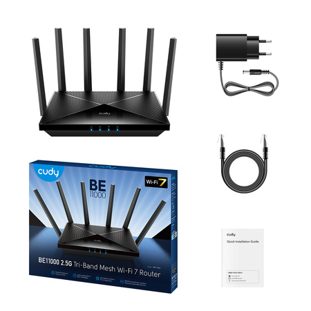 Router WiFi 7 CUDY WR11000 (BE11000 v1.0) 6-strumieniowy 10 Gb/s 6 x anteny