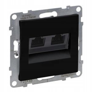 LEGRAND Suno CZARNE Gniazdo komputerowe UTP 6A 2xRJ45 KAT.6A 721455