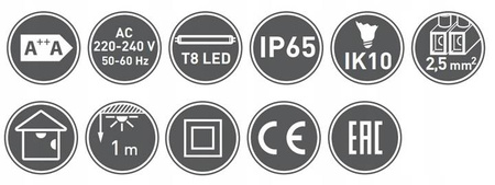Oprawa hermetyczna LED HAGEN 258 LED G13 IP65