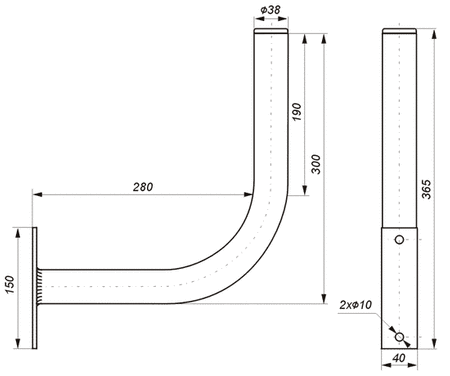 Uchwyt antenowy murowy 38S L30x30 ocynkowany