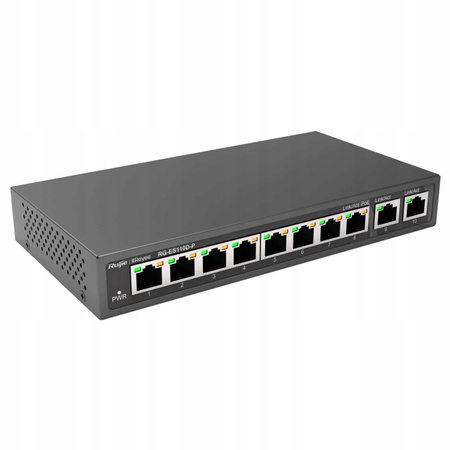 SWITCH NIEZARZĄDZALNY REYEE RG-ES110D-P, 10-PORTOWY, DESKTOP, FAST ETHERNET