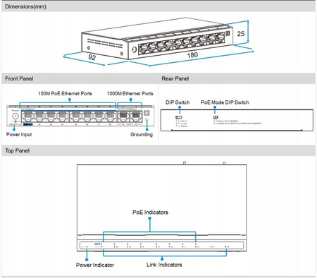 Switch 8POE++ +2 port UTEPO UTP3210-PSD