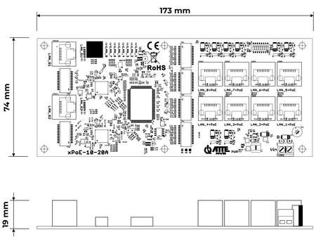 xPoE-10-20A-OF Switch PoE 10 portowy 8P+2G