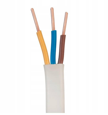 Przewód YDYp 3x2.5 Biały płaski 100m 300/500V