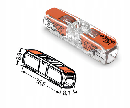 WAGO szybkozłączka przelotowa 221-2411 2x0,2-4mm2 1szt