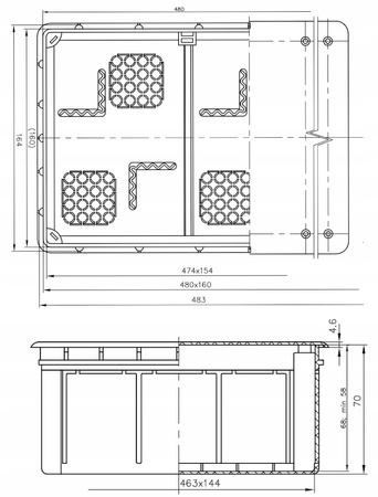 Puszka instalacyjna podtynkowa 480x160x70 OL 10008 PAWBOL z białą pokrywą