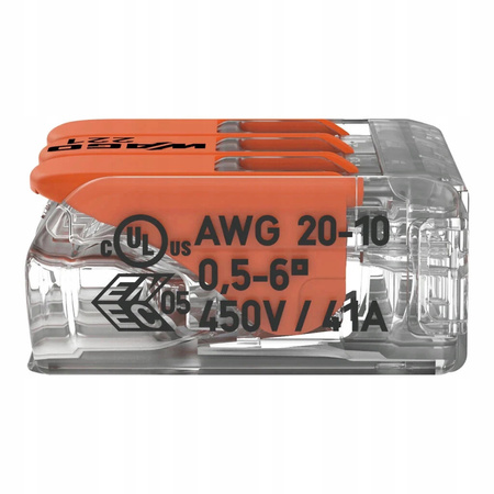 Złączka WAGO 3x 0,8-6mm2 drut / linka 221-613 1szt