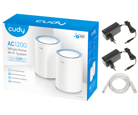 ROUTER WI-FI MESH DOMOWY SYSTEM WIFI 2.4 GHz, 5 GHz CUDY M1200 2-PACK