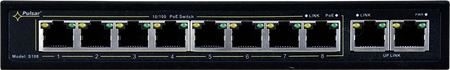 SWITCH POE PULSAR S108 10-PORTÓW (8xPoE + 2xUPLINK)  IEEE 802.3af/at, 48VDC / 30W/port (PoE+) 120W