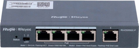Switch zarządzalny Reyee RG-ES205GC-P, 5-portowy, Desktop, PoE