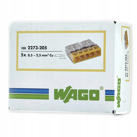 Szybkozłączka Wago 2273-205 drut 5x2,5mm 100szt