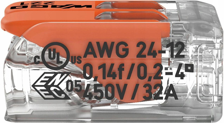 Szybkozłączka uniwersalna 2x0,2-4mm2 WAGO 221-412