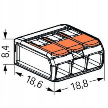 WAGO SZYBKOZŁĄCZKA DRUT/LINKA 3x4mm 221-413 50szt