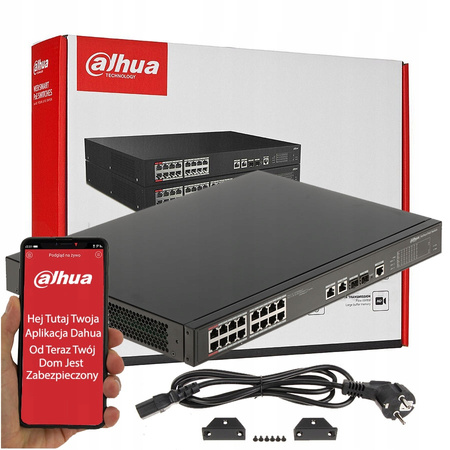 Switch PoE Dahua PFS4218-16ET-240-V3 16 portowy 240W SFP