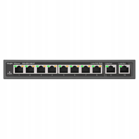 SWITCH NIEZARZĄDZALNY REYEE RG-ES110D-P, 10-PORTOWY, DESKTOP, FAST ETHERNET