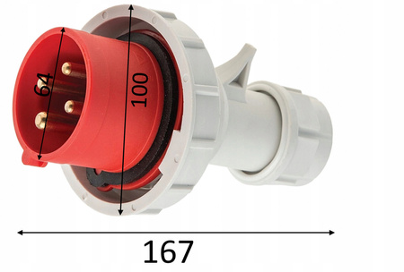 Wtyczka siłowa przenośna 32A 5P 400V IP67 Pawbol B.1907 hermetyczna