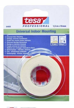 Taśma dwustronna indor TESA 1.5m x 19mm 66958-00006-00