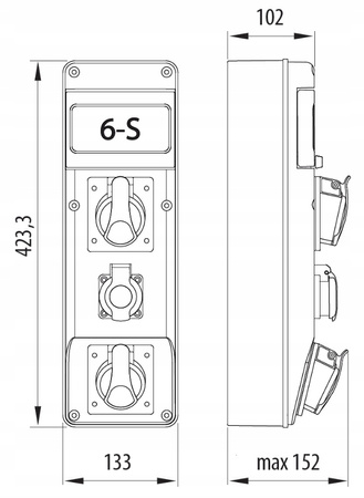 Rozdzielnica Pawbol R-BOX B.SLIM-6S-14 1x32A/5P 1x16A/5P 2x16A/250V 6mod