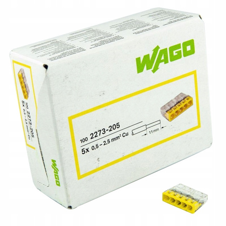 Szybkozłączka Wago 2273-205 drut 5x2,5mm 100szt