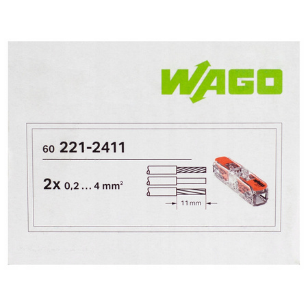 WAGO szybkozłączka przelotowa 221-2411 2x0,2-4mm2 1szt