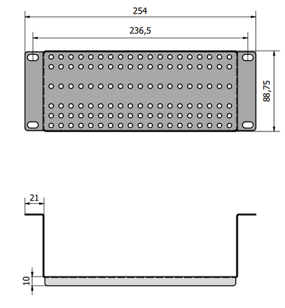 ADD-RACK10-2U2 Adapter montażowy RACK 10" 2U z otworowaniem cofnięty